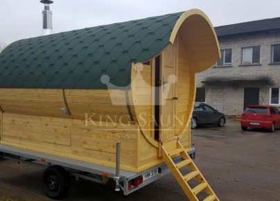"Beweglich" sauna 3.5m x 2m auf einem Anhänger