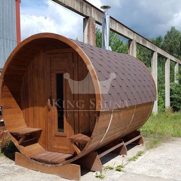 "Fass sauna" 3,24m x 2,38m mit offenem Ankleideraum