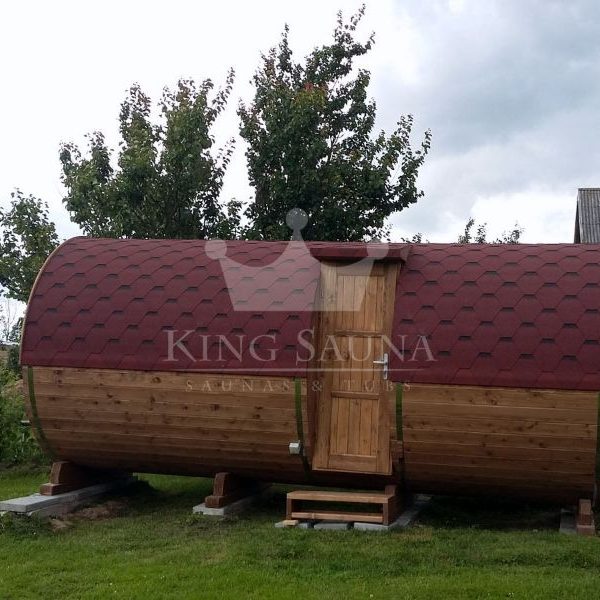 "Fass Sauna" 5.25m x 2.38m mit seitlichem Eingang